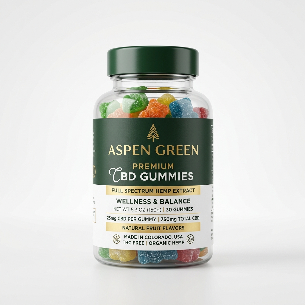 Aspen Green CBD Gummies Bottle Mockup