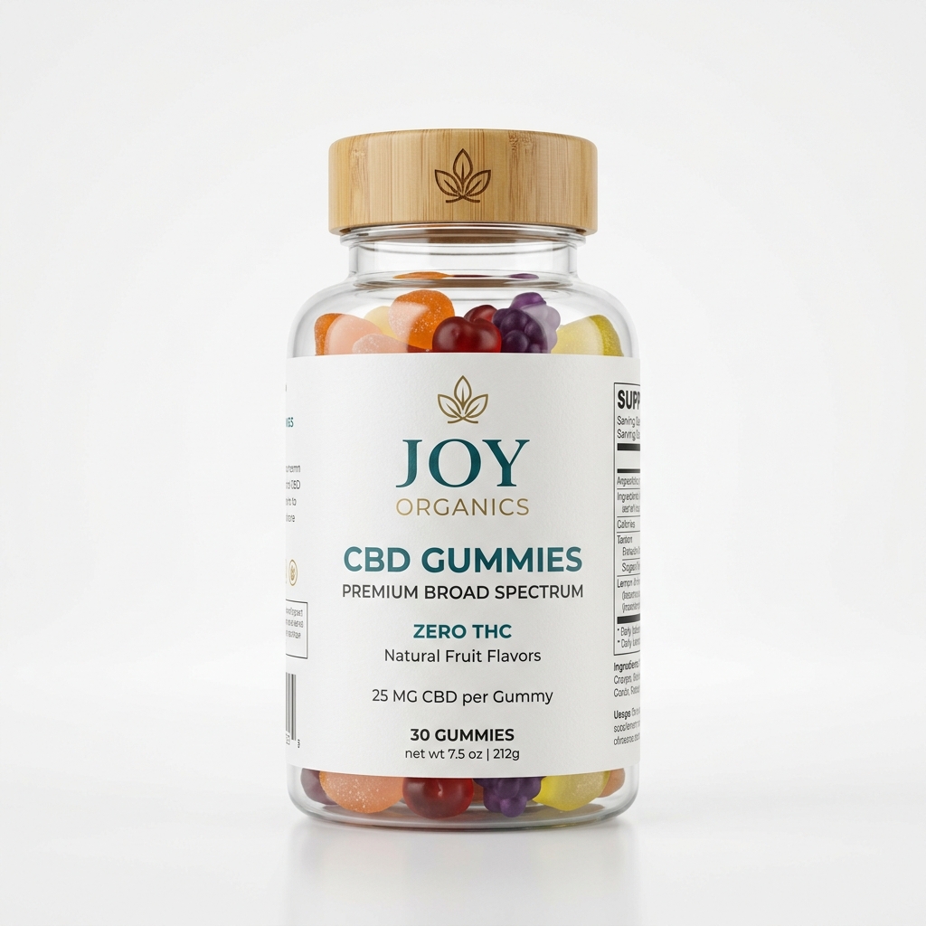 Joy Organics CBD Gummies Bottle Mockup